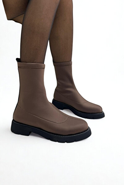 inizio Καφέ Diver Stretch Flat Γυναικείες Μπότες P9070