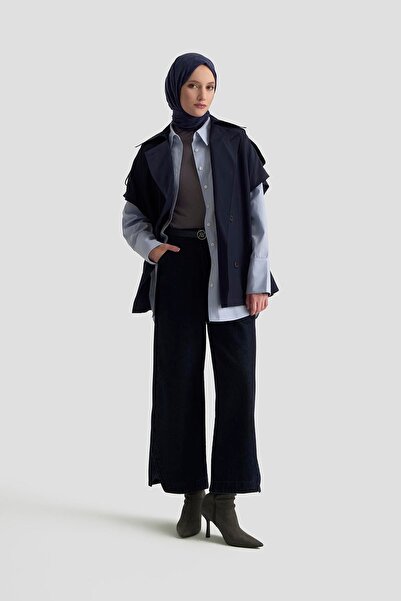 Armine TREND Belden Bağlamalı Yarım Trençkot Lacivert 25YT528