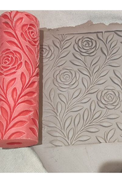 PatatesBaskı Polimer Kil Desen Verici Merdane Gül Desenli