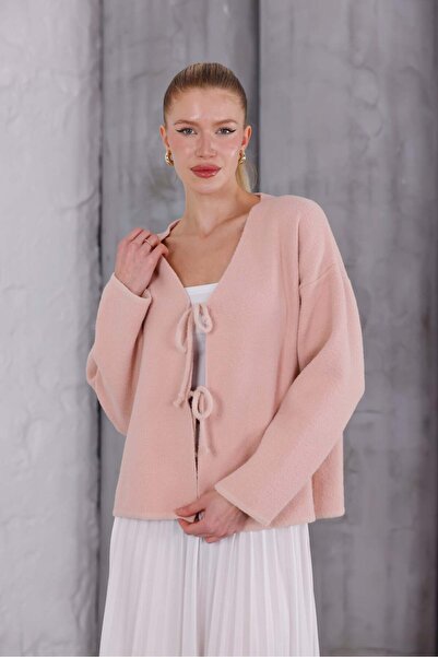 Pulli Collection Textured Knit Cardigan with Tie Detail