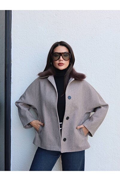 ESRAHELVACI Γούνινο μπουφάν με κασκόλ