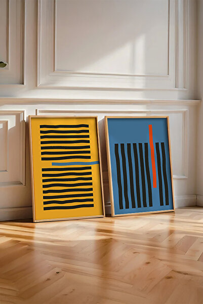 huhuli Set de pictură cu 2 piese cu ramă din lemn Huhu128