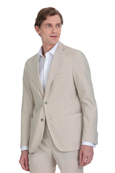 Hatemoğlu Bej Slim Fit Mono Yaka Casual Takım Elbise
