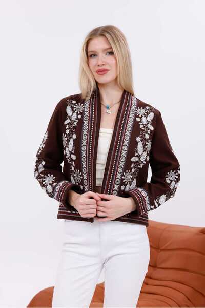 Pulli Collection Etnik Nakış Detaylı Koton Ceket