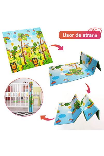 RCO XXL foldable play mat, 200 x 180 x 1 CM, made of EVA foam, non-slip and thermal with 2 sides
