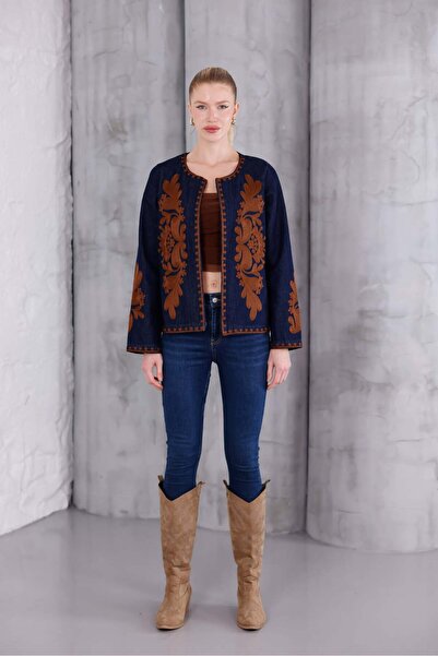 Pulli Collection Jachetă din denim cu broderie boemă