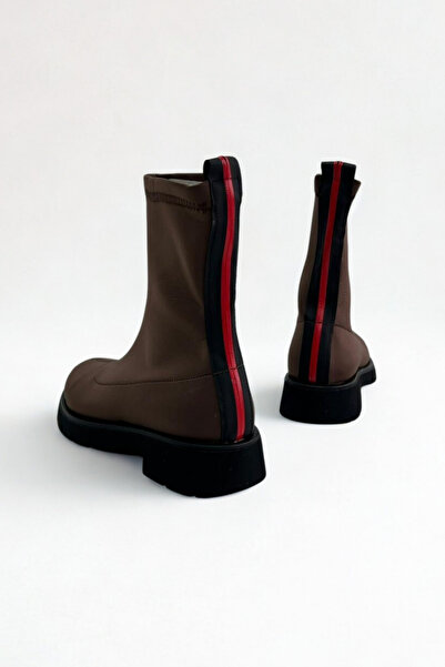 inizio Καφέ Diver Stretch Flat Γυναικείες Μπότες P9070