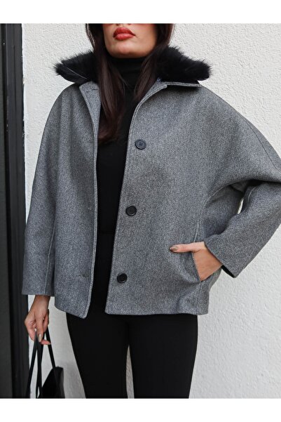 ESRAHELVACI Fur Collar Cashmere Jacket