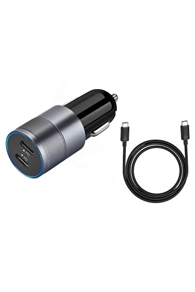 DigikalaX Car Charger Type C Cigarette Lighter, USB-C Cable Included, PD Fast Charge 40W, Dual Chip, Gray