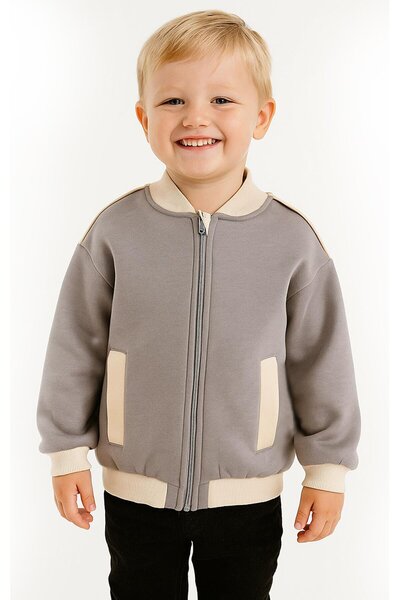 Overdo سترة شتوية للأولاد بأكمام طويلة وسحاب من 3 خيوط