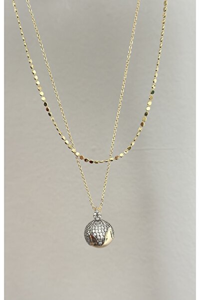 mibrillo Double Necklace Set (Crushed Chain, Zircon Stone Flowing Model Ball ...