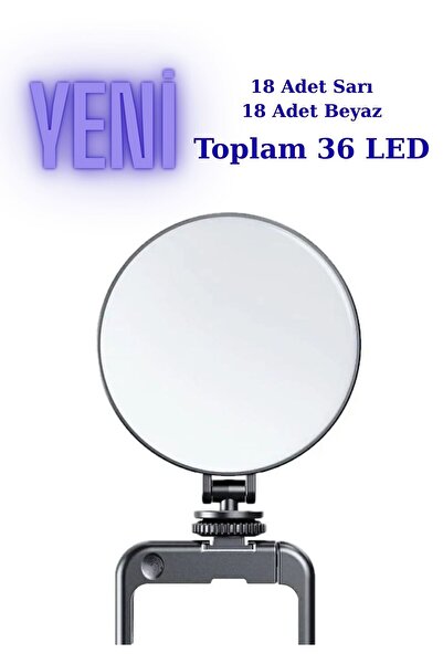 Asfal Şarjlı 360 Dönebilen LED Dolgu Işığı 3 Renk Ayarlı Telefon Klipsli Type...