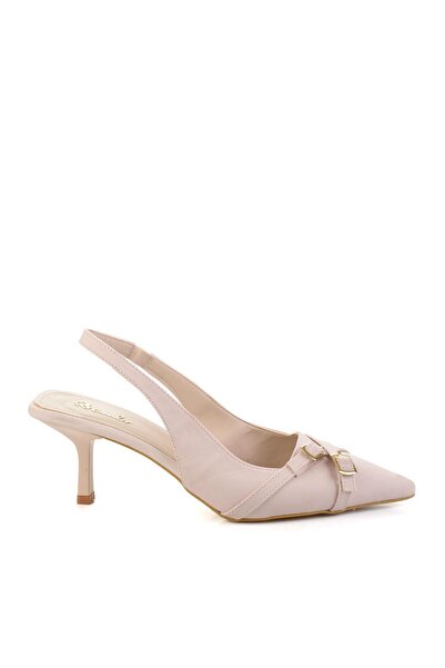 Bambi Mat Bej Kadın Klasik Topuklu Ayakkabı K01473010638