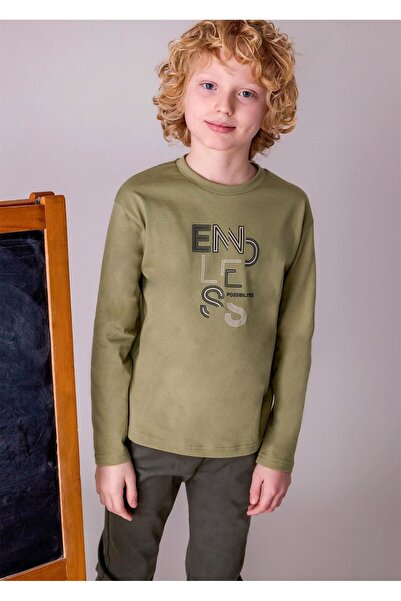 MAYORAL Момчешка блуза с дълъг ръкав и принт, зелена 842