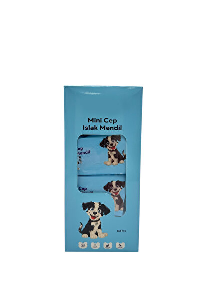 MODGER Mavi 8'li Mini Islak Cep Mendili 8 Paket 8x8 64 Adet Mavi