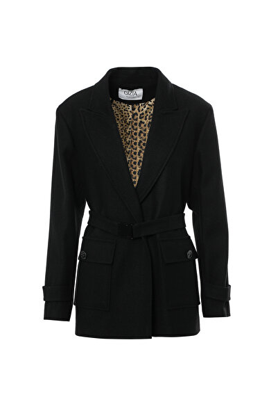 GİZİA Kruvaze Yaka Kemerli Ve Cepli Ceket