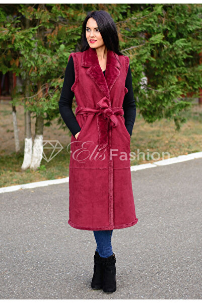 Elis Fashion Elegant Statement Burgundy vest