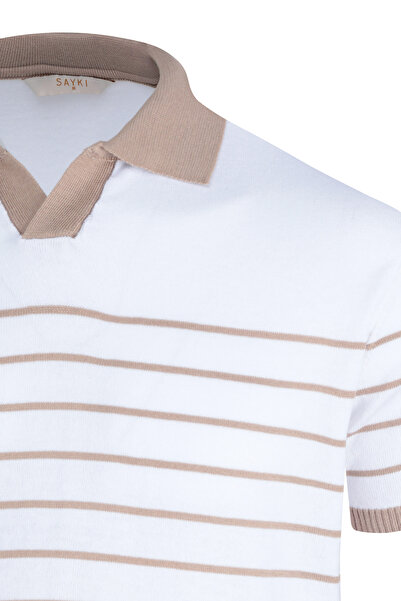 Hatemoğlu Mink Regular Fit Apache Collar Cotton T-Shirt