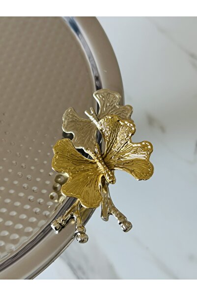 Melinda Gold Metal Decorative Ornate Metal Tray & Cake Stand with Metal Legs