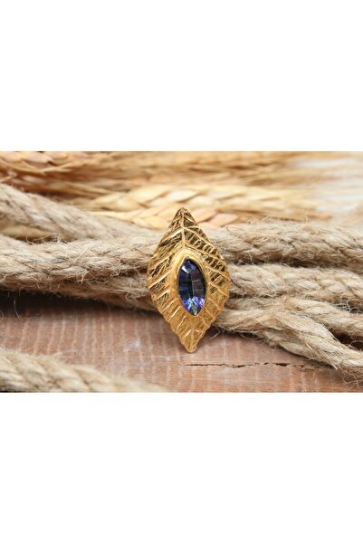 alpsilverart 925 Ayar Gümüş El İşi Yaprak Model Doğal Mistik Topaz Taşlı Koly...