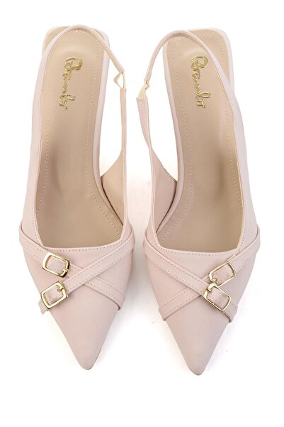 Bambi Mat Bej Kadın Klasik Topuklu Ayakkabı K01473010638