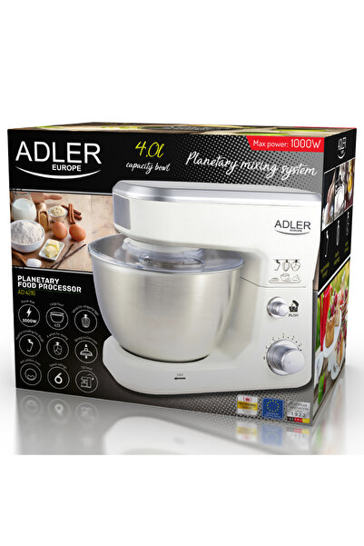 adler Robot de bucătărie 1000w, capacitate 4L, accesorii multiple