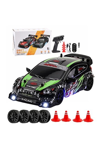 DrKala Masinuta cu Telecomanda Ford Rally, 4WD, 2 seturi anvelope, Verde/Negru, 1:24