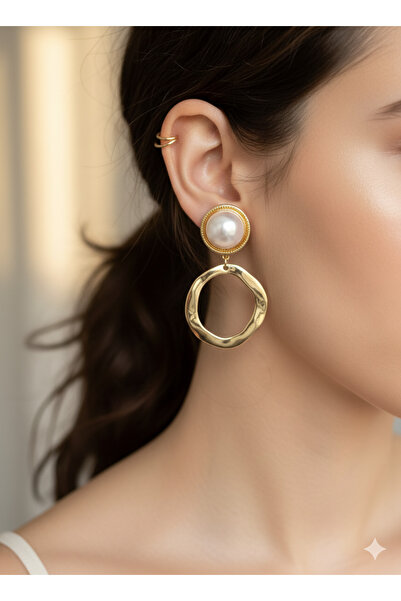 stainles steel İncili Halka Çelik Küpe