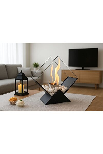 Home MASA ÜSTÜ SİYAH KARE ŞÖMİNE ŞEFFAF CAMLI