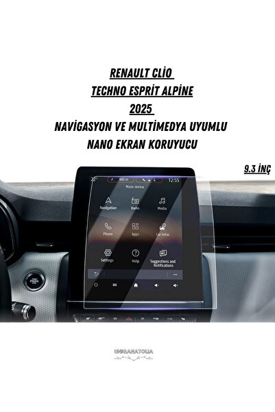 UniqAnatolia واقي شاشة نانو متوافق مع نظام الملاحة والوسائط المتعددة لسيارة رينو كليو 2025 تكنو إسبريت ألباين
