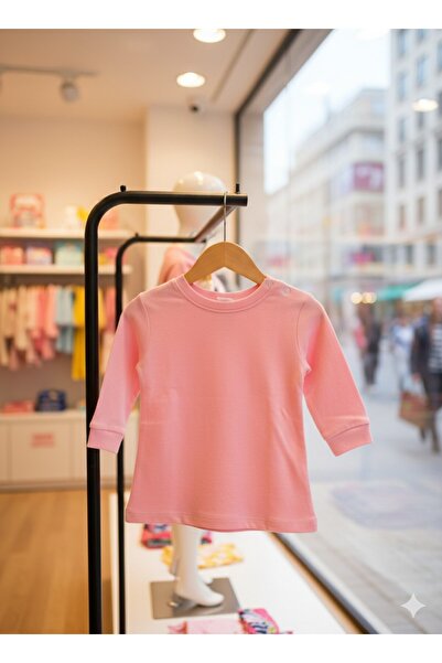 Jasminya Bebek Pembe Uzun Kollu Yakadan Çıtçıtlı Basic Body - %100 Pamuk Raha...