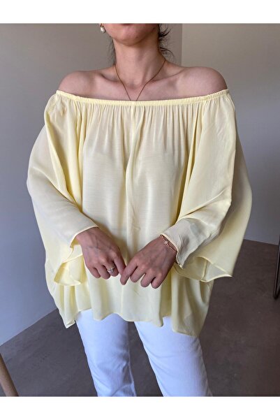 Bade Butik Μπλούζα με μανίκια με ελαστικό γιακά κίτρινο
