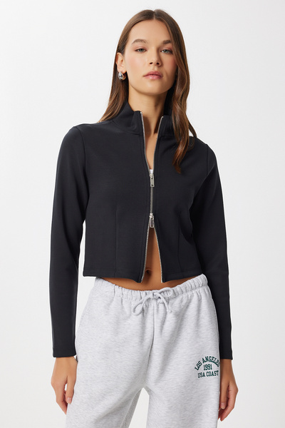 Lovelyİstanbul Φούτερ με φερμουάρ Soft Modal LUB0262 ΜΑΥΡΟ