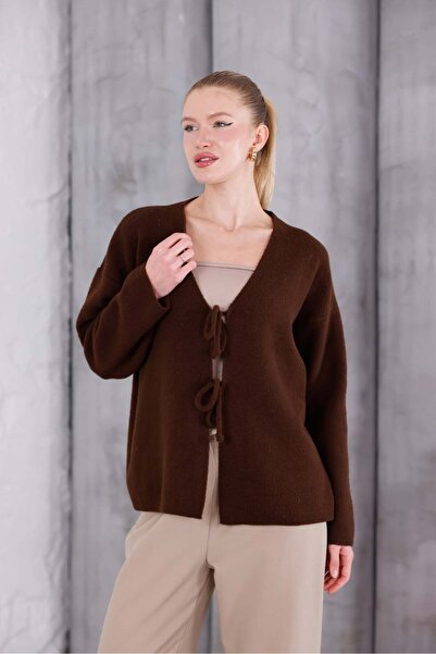 Pulli Collection Textured Knit Cardigan with Tie Detail