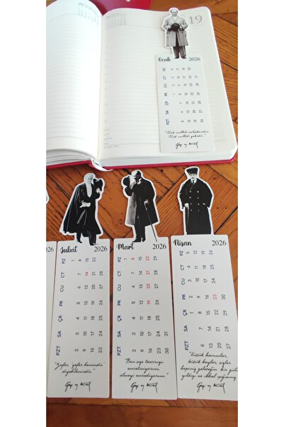 YUNUS COPY 2026 Atatürk Ayraç Takvimi Atatürk Temalı Özel Tasarım Ayraç Takvim