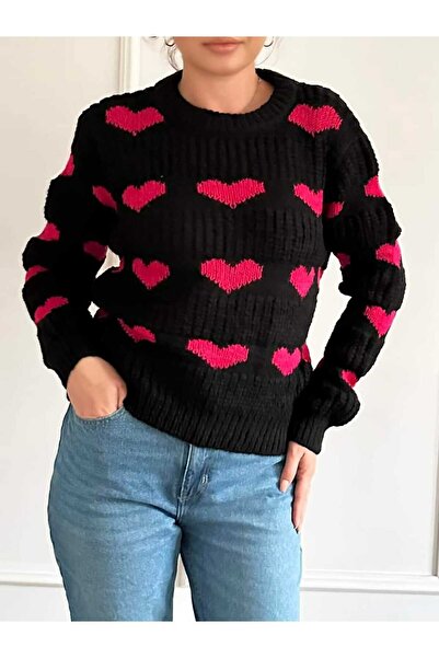 Welike Pulover dama cu inimioare Clara negru