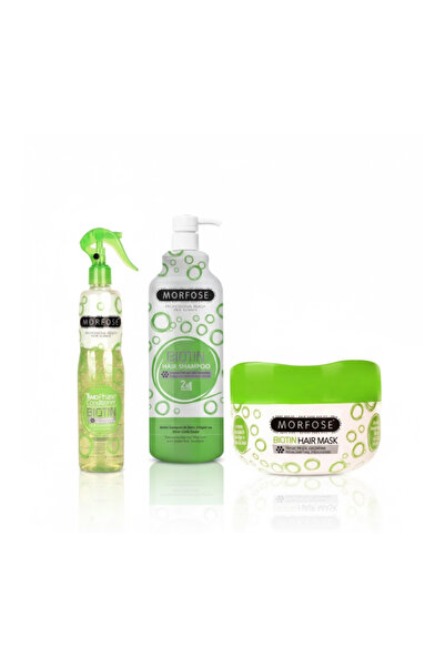 Morfose Biotin Hair Care Kit: 1000ml Shampoo, 500ml Mask & 400ml Dual-Phase Conditioner
