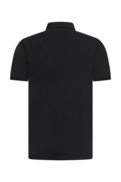 Hatemoğlu Black Regular Fit Polo Neck Cotton T-Shirt