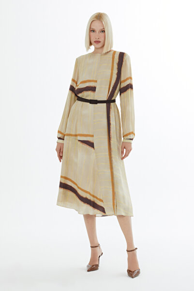 GİZİA Yuvarlak Yaka Fermuar Kapamalı Elbise