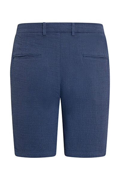 Hatemoğlu Navy Blue Relaxed Fit 100% Cotton Shorts with Side Pockets