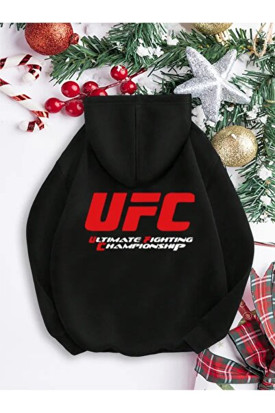 CLASİVA سويت شيرت بقلنسوة 3 خيوط بتصميم أنيق ومريح مطبوع عليه UFC مقاس كبير ل...