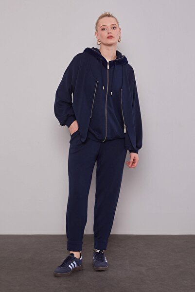 Levidor Navy Blue Plush Hat Double Suit