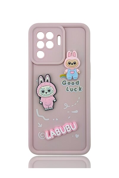 batuteknoloji Oppo Reno 5 Lite Labubu Kabartma Yüzeyli Çikolata Silikon Kapak