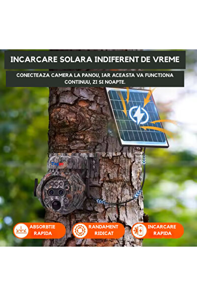 Taggo Cameră de vânătoare 4G cu alimentare solară, 8MP, zoom optic 12X, vedere nocturnă, detectare mișcare