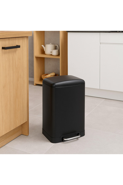 5FIVE Ariane 20 L Slim Pedal Bin Black Soft-Close, Space-Saving, Easy to Remove
