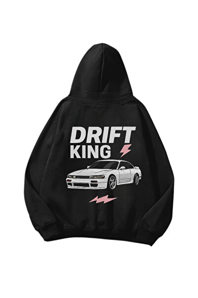 Gofeel Drift King Štampano crna Oversize kroj unisex majica sa kapuljačom