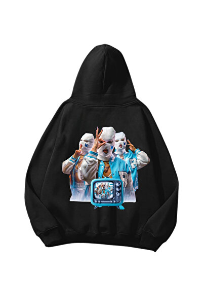 Gofeel Gang Clown Štampano Crna Oversize kroj Unisex majica sa kapuljačom