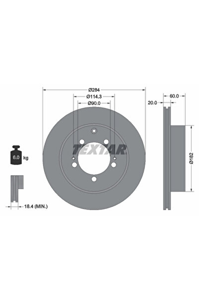 TEXTAR Спирачен диск Mitsubishi Galant 8/Lancer 4/Lancer 5