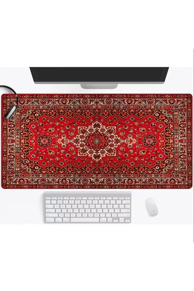 sgeteknoloji SGE TEKNOLOJİ 70X30 CM KIRMIZI HALI GÖRSELİ KAYDIRMAZ TABAN SPEED YÜZEY OYUNCU MOUSE PAD GAMİNG