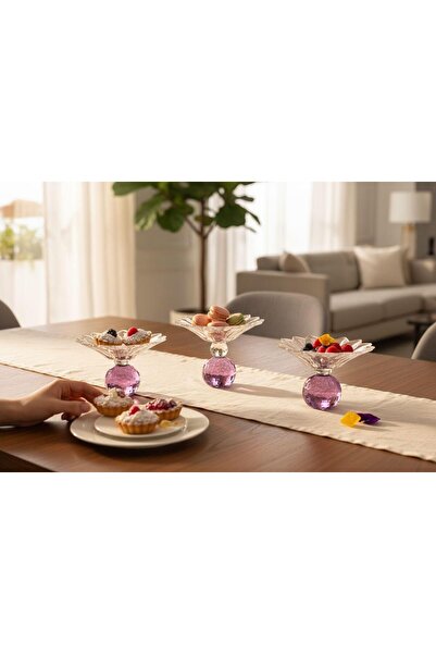 ROY KING KRİSTAL SUNUMLUK MOR 15 CM